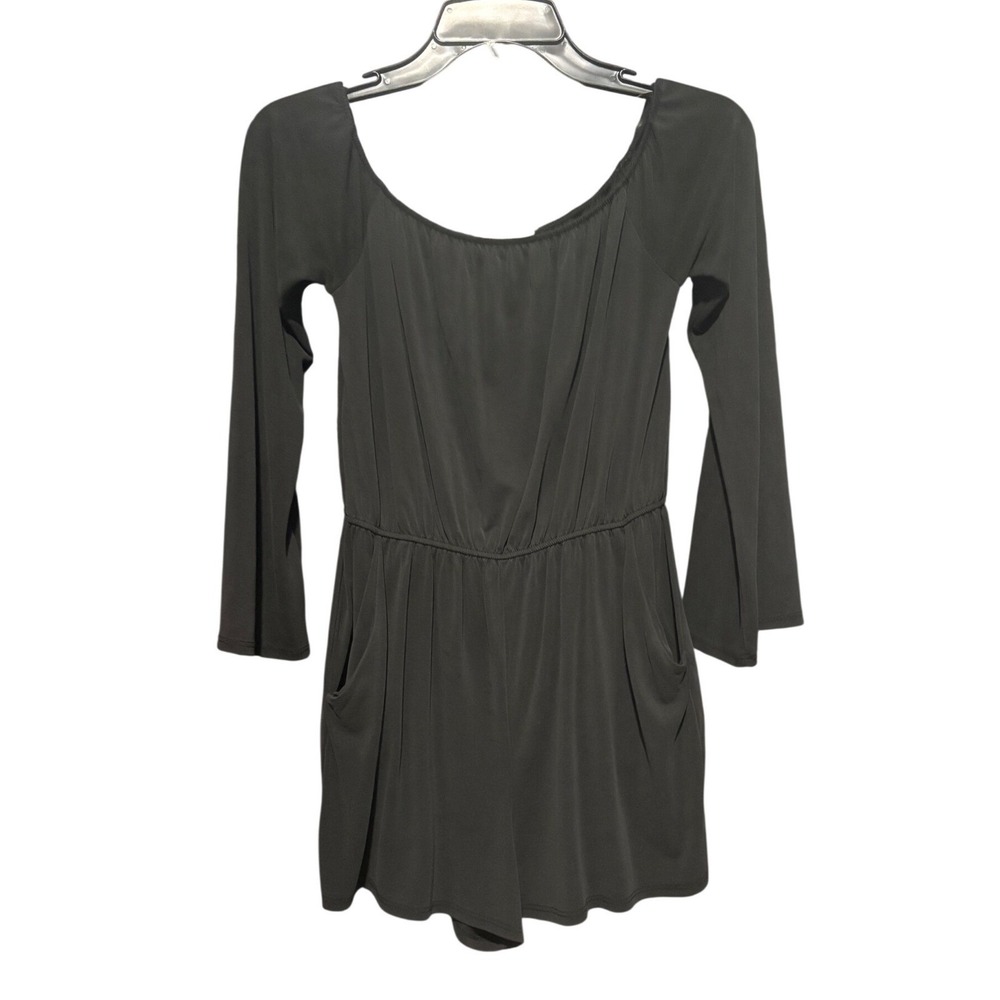 Soft Black Off The Shoulder Bell Sleeve Romper Shorts with Pockets Women S - Picture 7 of 10